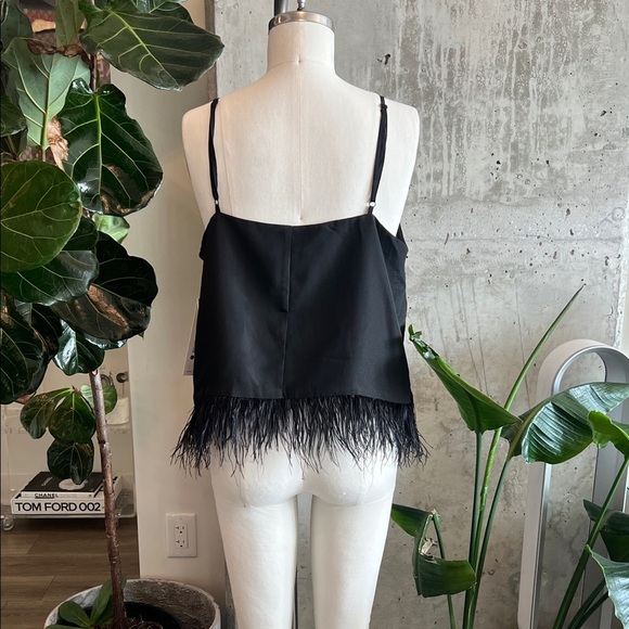 Aqua Black Feather-Trim Camisole - Picture 3 of 4